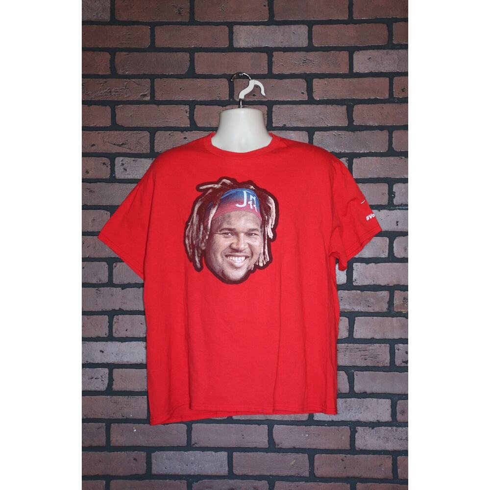 Men's Cleveland Guardians Jose Ramirez Graphic T-Shirt | Red | Size 2XL